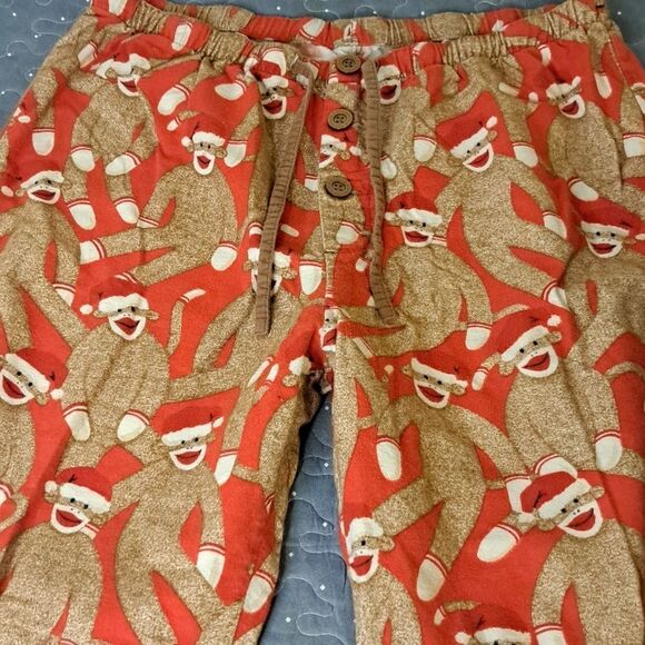 Nick & Nora Christmas Sock Monkey sleep pants size medium - Picture 2 of 5